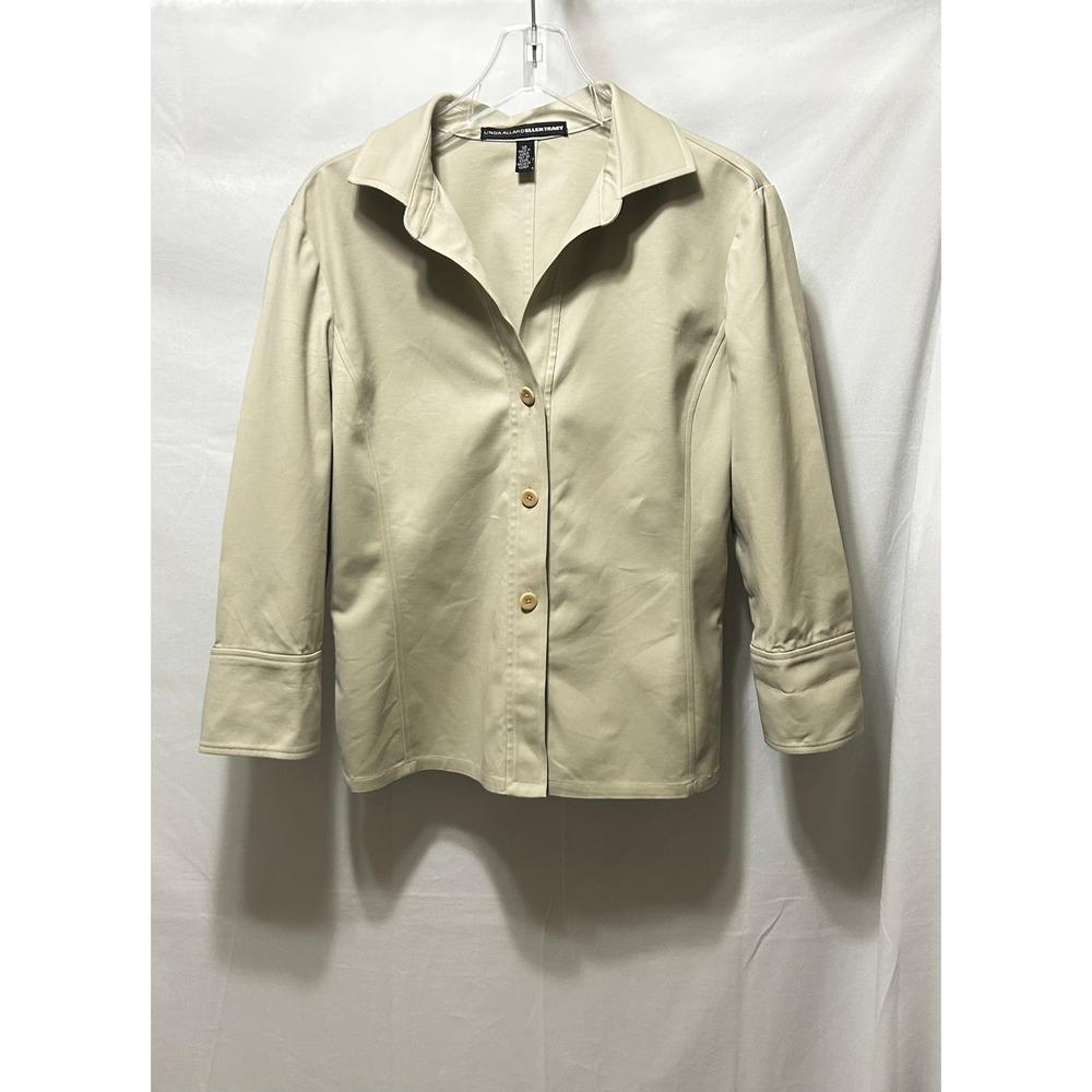 LINDA ALLARD ELLEN TRACY Beige Button Front Collared Blazer Women 12